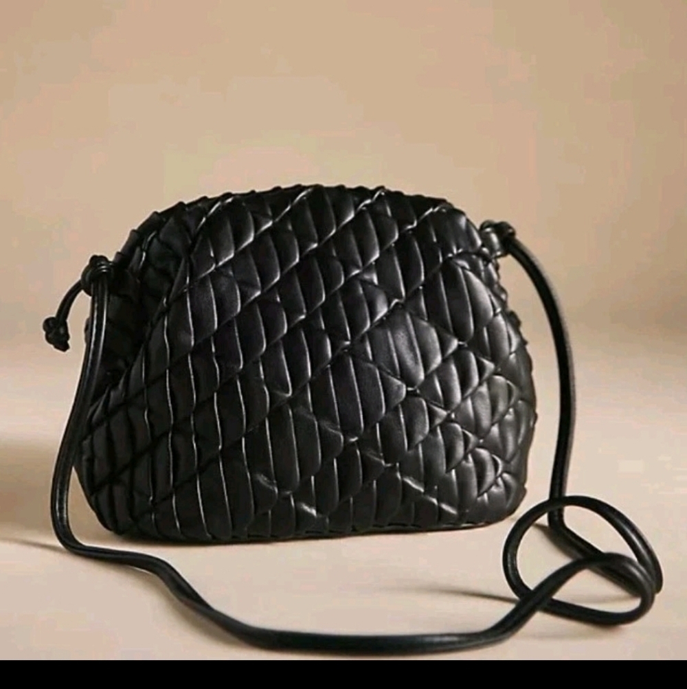 Melie Bianco Anthropolgie Black Ava Small Vegan Leather Crossbody Bag